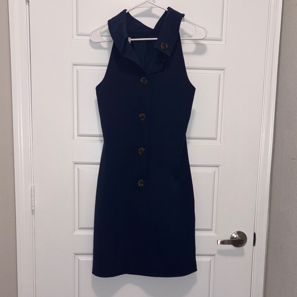 Elegant Navy Sleeveless Dress